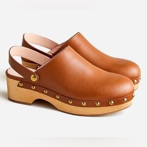 NWOT J. Crew Convertible Grace Leather Clogs in Rich Oak